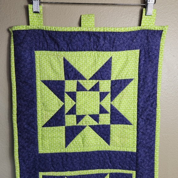 Handmade Purple/Lime Green Quilted Wall Hanging/Runner 17x44" - Picture 2 of 5